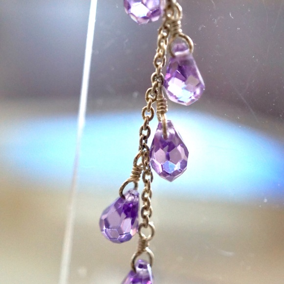 Genuine Amethyst Briolettes and Sterling Silver Earrings - Picture 3 of 5
